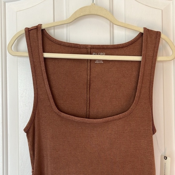 NWT Anthropologie X Pilcro | Ruched Square-Neck Tank Top Sleeveless Medium Boho - Picture 5 of 12